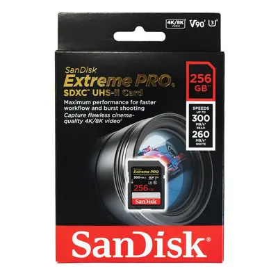 SanDisk Extreme PRO 256 GB SDXC Memory Card up to 300 MB/s, UHS-II, Class 10, U3, V90