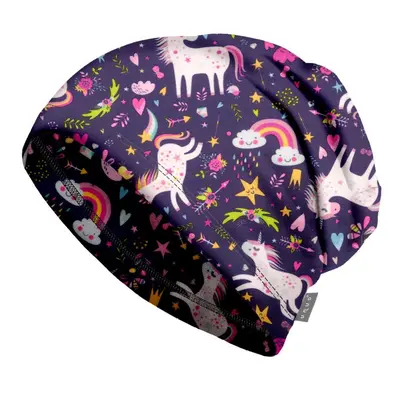 Unuo, Fleecová čepice, Jednorožci (fleece cap, unicorns) - L (53-56 cm)