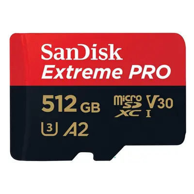 SanDisk Extreme PRO microSDXC 512 GB + SD Adapter 200 MB/s and 140 MB/s A2 C10 V30 UHS-I U3