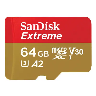 SanDisk Extreme microSDXC 64 GB pro akční kamery + SD Adapter 170 MB/s and 80MB/s, A2 C10 V30 UH