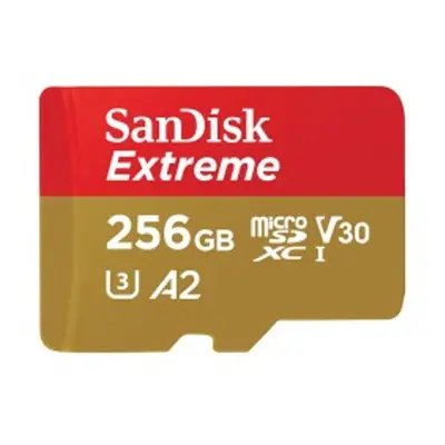 SanDisk Extreme microSDXC 256 GB + SD Adapter 190 MB/s and 130 MB/s Read/Write A2 C10 V30 UHS-I 