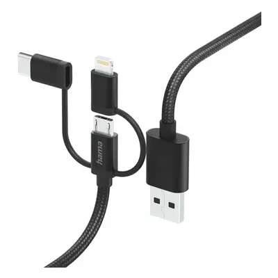 Hama USB kabel 3v1: micro USB, USB-C, Lightning, 1,5 m