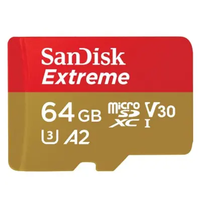 SanDisk Extreme microSDXC card for Mobile Gaming 64 GB 170 MB/s and 80 MB/s, A2 C10 V30 UHS-I U3