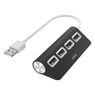 Hama USB hub, 4 porty, USB 2.0, černý