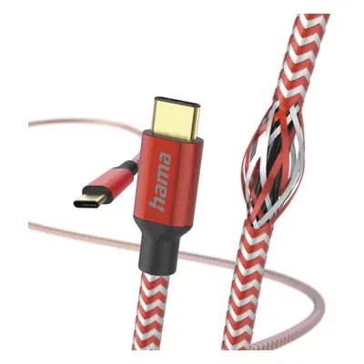 Hama kabel Reflective USB-C 2.0 typ C-C 1,5 m, červený