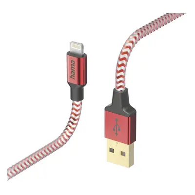 Hama MFi USB kabel Reflective pro Apple, USB-A Lightning 1,5 m, červený