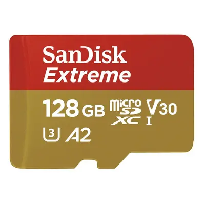 SanDisk Extreme microSDXC 128 GB pro akční kamery + SD Adapter 170MB/s and 80MB/s, A2 C10 V30 UH