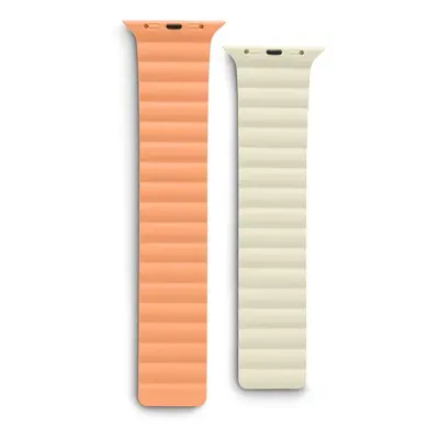 Hama Fantastic Feel, řemínek pro Apple Watch 42/44/45/49 mm, magnetický, oranžový/béžový