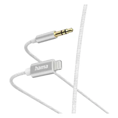 Hama MFI audio adaptérový kabel Lightining na jack 3,5 mm pro Apple, 1 m, aktivní, alu