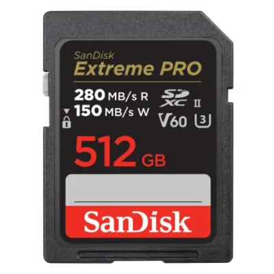 SanDisk Extreme PRO 512 GB V60 UHS-II SD cards, 280/150 MB/s,V60,C10,UHS-II