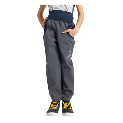 unuo softshellové kalhoty s fleecem Antracitové + reflexní obrázek Evžen (Softshell kids trouser