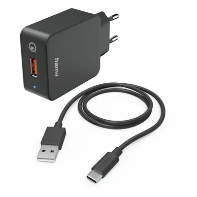 Hama set: rychlá USB nabíječka QC 3.0 19,5 W + kabel USB A-C 1,5 m