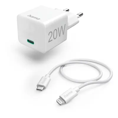 Hama set: rychlá USB nabíječka USB-C PD 20 W + kabel USB-C Lightning 1 m