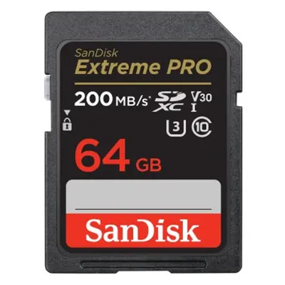 SanDisk Extreme PRO 64 GB SDXC Memory Card 200 MB/s and 90 MB/s, UHS-I, Class 10, U3, V30