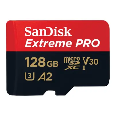 SanDisk Extreme PRO microSDXC 128 GB + SD Adapter 200 MB/s and 90 MB/s A2 C10 V30 UHS-I U3