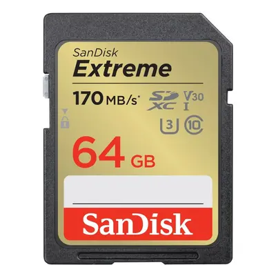 SanDisk Extreme 64GB SDXC Memory Card 170MB/s and 80MB/s, UHS-I, Class 10, U3, V30