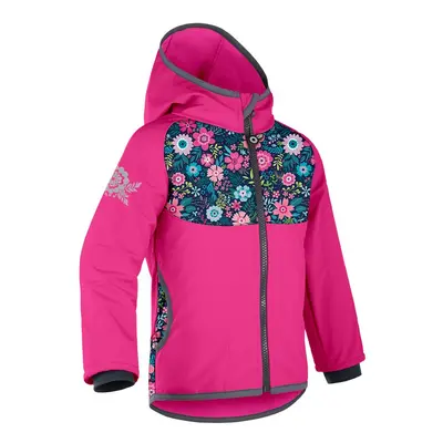 unuo Softshellová bunda s fleecem Květinky fuchsiová (Unuo softshell jacket printed)