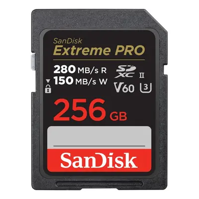 SanDisk Extreme PRO 256 GB V60 UHS-II SD cards, 280/150 MB/s,V60,C10,UHS-II