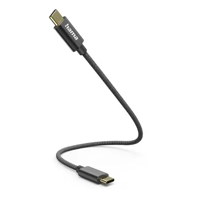 Hama kabel USB-C 2.0 typ C-C 0,2 m, opletený, černý