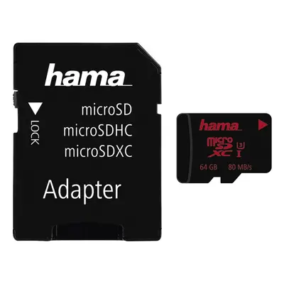 Hama microSDXC 64 GB UHS Speed Class 3 UHS-I 80 MB/s + adpatér