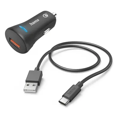 Hama set: rychlá USB nabíječka do vozidla QC 3.0 19,5 W + kabel USB A-C 1,5 m