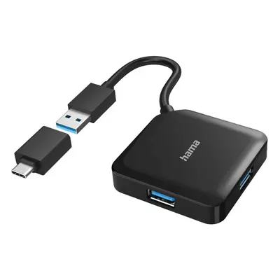 Hama USB hub, 4 porty, USB 3.2 Gen 1, USB-C adaptér