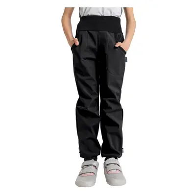 Unuo, Softshellové kalhoty s fleecem Street, Černá (Unuo Softshell kids trousers, black)