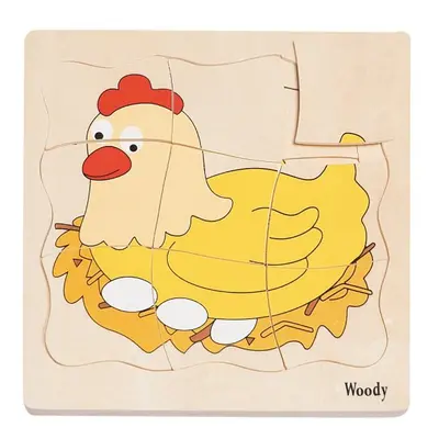 WOODY Puzzle na desce "Vývoj slepice"