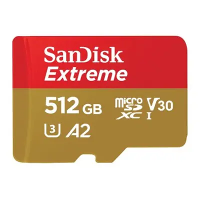 SanDisk Extreme microSDXC 512 GB + SD Adapter 190 MB/s and 130 MB/s A2 C10 V30 UHS-I U3