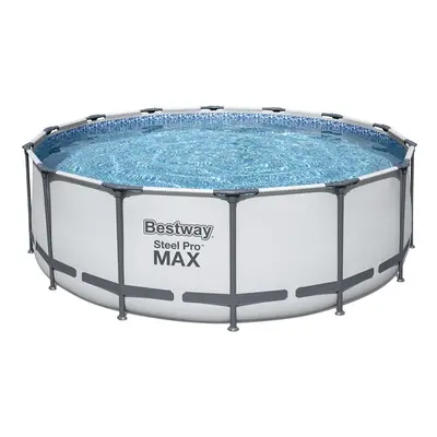 Bestway Nadzemní bazén kulatý Steel Pro MAX, kartušová filtrace, schůdky, plachta, průměr 4,27m,