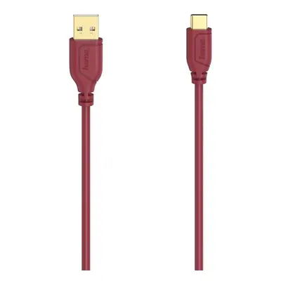 Hama USB-C 2.0 kabel typ A-C 0,75 m, Flexi-Slim, červený