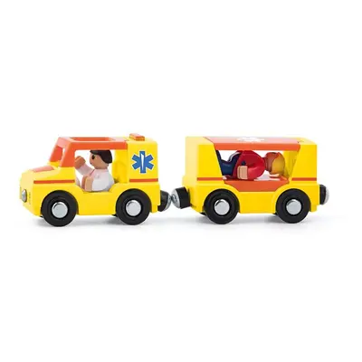 WOODY Autíčka k dráze - Ambulance, 4ks