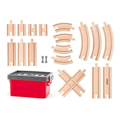 WOODY Set kolejí v plastovém boxu, 20ks