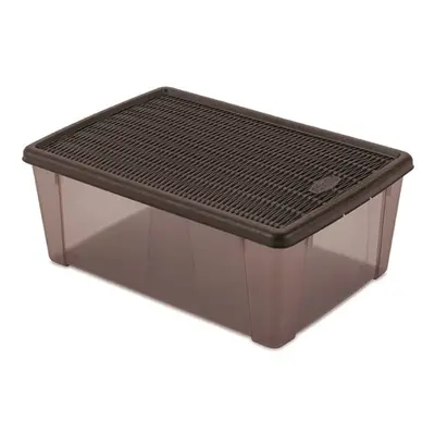 box 10,0l+víko 36,5x25,5x14cm hnědý ELEGANCE-L, plast