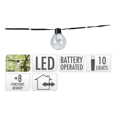 řetěz 2,4m, PÁRTY "ŽÁROVKA", 10LED, na baterie