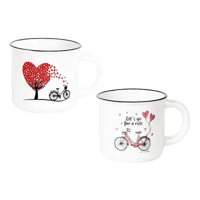 hrnek 350ml BIKE LOVE, 2dekory, new bone