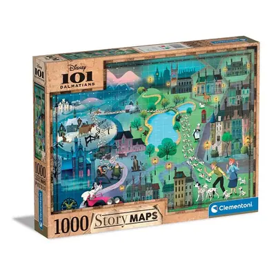 CLEMENTONI Puzzle 1000 dílků - Disney mapa 101 Dalmatinů