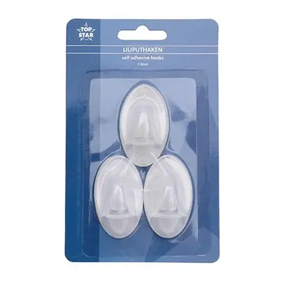 háček- 3ks-TRANSPARENT, 5cm, samolep., plast