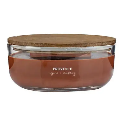 Provence SVÍČKA OVÁL WOODEN WICK 240G, CIGARS/WHISKEY