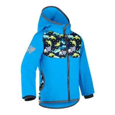 unuo Softshellová bunda s fleecem Autíčka tyrkysová (Unuo softshell jacket printed)