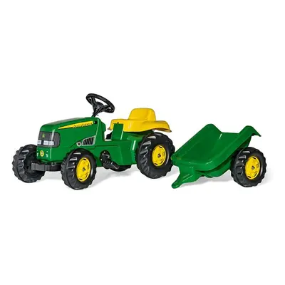 ROLLYTOYS Šlapací traktor Rolly Kid J.Deere s vlečkou - zelený