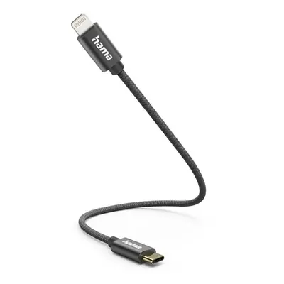 Hama MFi USB-C Lightning kabel pro Apple, 0,2 m, opletený, černý