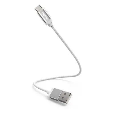 Hama kabel USB-C 2.0 typ A-C 0,2 m, opletený, bílý