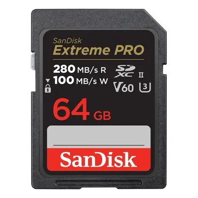 SanDisk Extreme PRO 64 GB V60 UHS-II SD cards, 280/100 MB/s,V60,C10,UHS-II