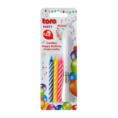 TORO ZPÍVAJÍCÍ DORTOVÁ SVÍČKA "HAPPY BIRTHDAY"+4 SVÍČKY