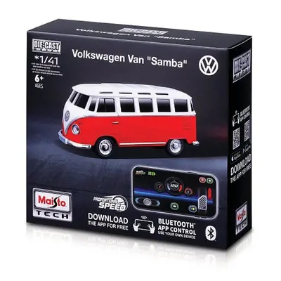 Maisto RC - 1:41 DIE-CAST METAL se světly, Volkswagen Van Samba, červená, XTR, Bluetooth 5.0, US