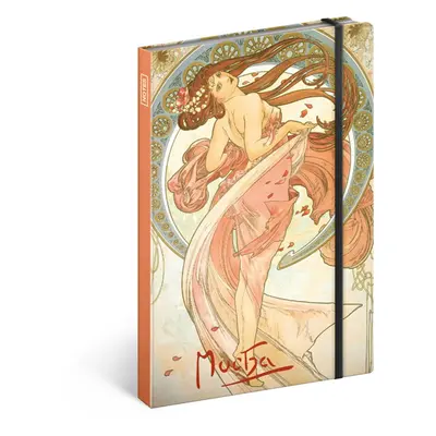 Notes Alfons Mucha – Tanec, linkovaný, 13 × 21 cm Baagl