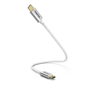 Hama kabel USB-C 2.0 typ C-C 0,2 m, opletený, bílý