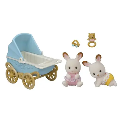 Sylvanian family Dvojčata Chocolate králíků s kočárkem