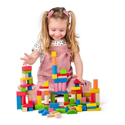 Stavebnice kostky přírodní a barevné, 2,5 cm Toddler wooden blocks- natural/colored, 2,5 cm